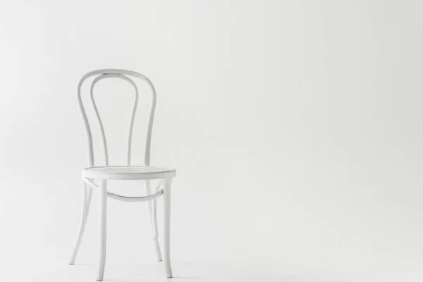 Vista Frontal Cadeira Branca Isolada Fundo Cinza — Fotografia de Stock