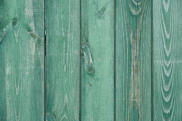 close-up view of old green wooden planks textured background 