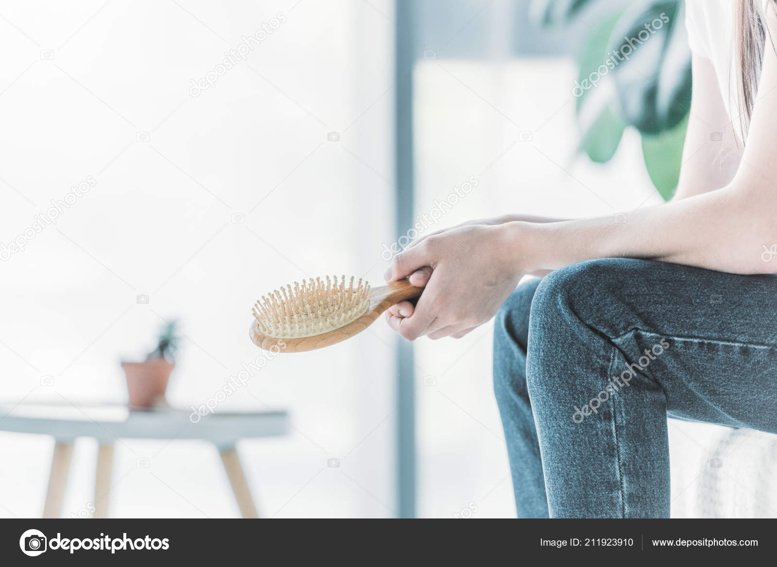 Sitting on a hair brush