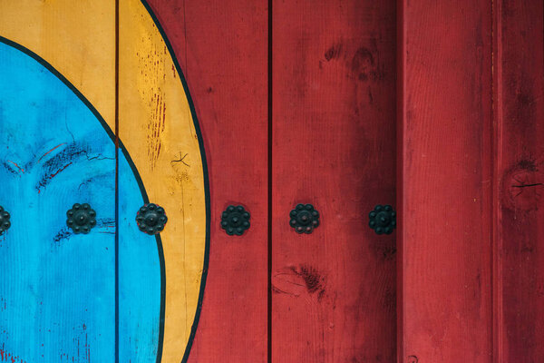 full frame shot of colorful wooden wall for background