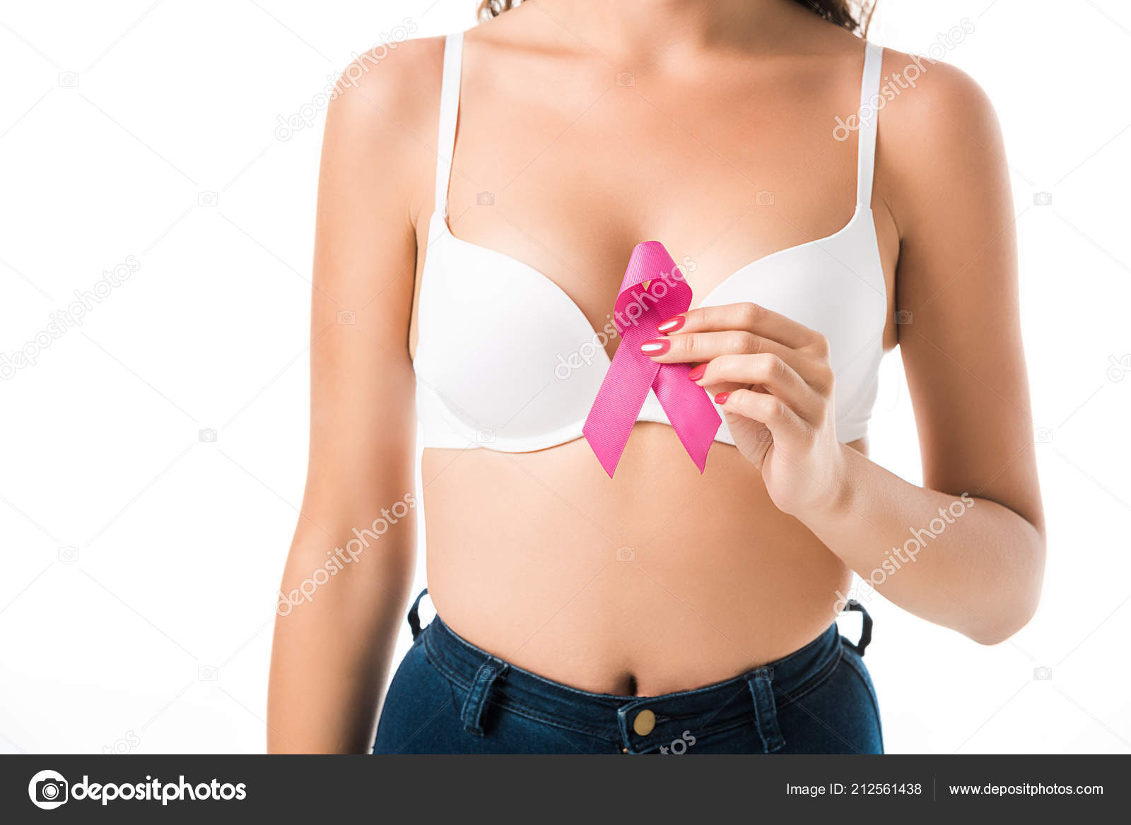Cropped Shot Woman Bra Holding Pink Ribbon Breast Cancer Awareness Stock  Photo by ©AndrewLozovyi 212561438