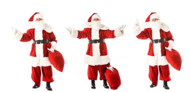 kolaj üzerinde beyaz izole çeşitli teşkil etmektedir torbayla el santa claus