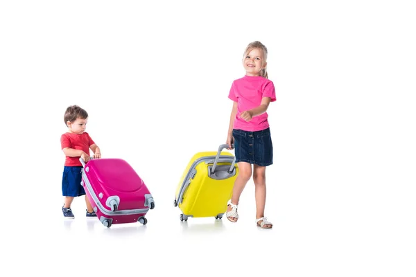 Siblings Travel Bags Isolated White — Stock Photo, Image