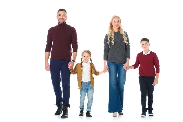 Parents Holding Hands Children Isolated White — Stock Photo, Image