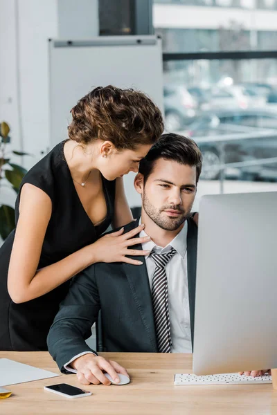 Young Seductive Businesswoman Flirting Colleague Work Office — Stock Photo, Image