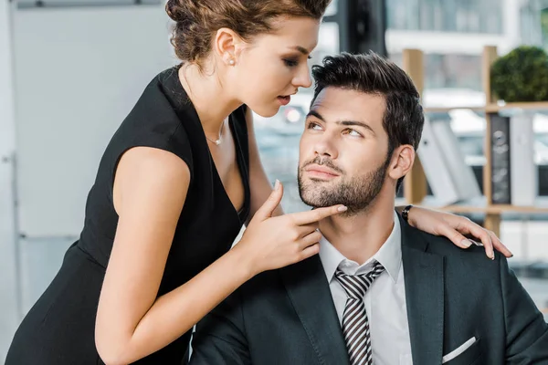 Young Seductive Businesswoman Flirting Colleague Office — Stock Photo, Image