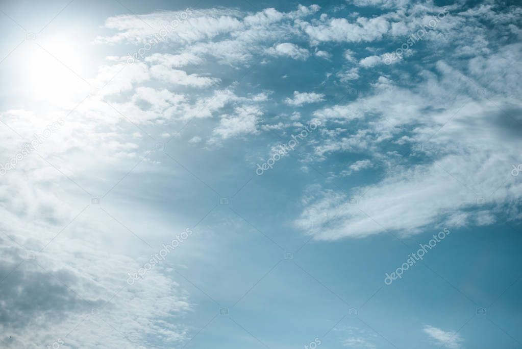 beautiful white clouds with sunlight at blue sky