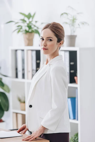 Beautiful Confident Businesswoman Formal Wear Posing Office — Stock Photo, Image