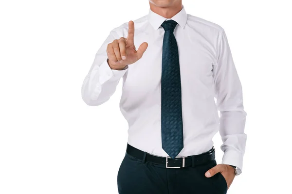 Partial View Businessman Gesturing Isolated White — Free Stock Photo