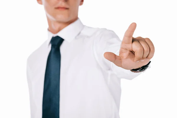 Partial View Businessman Gesturing Isolated White — Stock Photo, Image