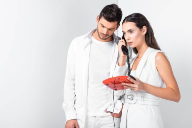 Toplam beyaz vintage red ile yetişkin çift cep telefonu yanıtlama çağrı telefon