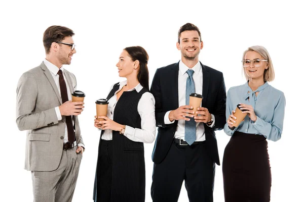 Les Gens Affaires Ayant Une Pause Café Isolé Sur Blanc — Photo