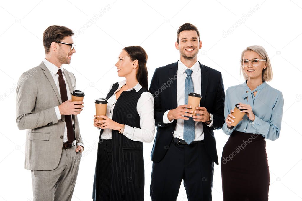 businesspeople having coffee break isolated on white