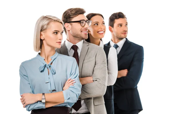 Empresarios Exitosos Posando Con Los Brazos Cruzados Aislados Blanco — Foto de Stock