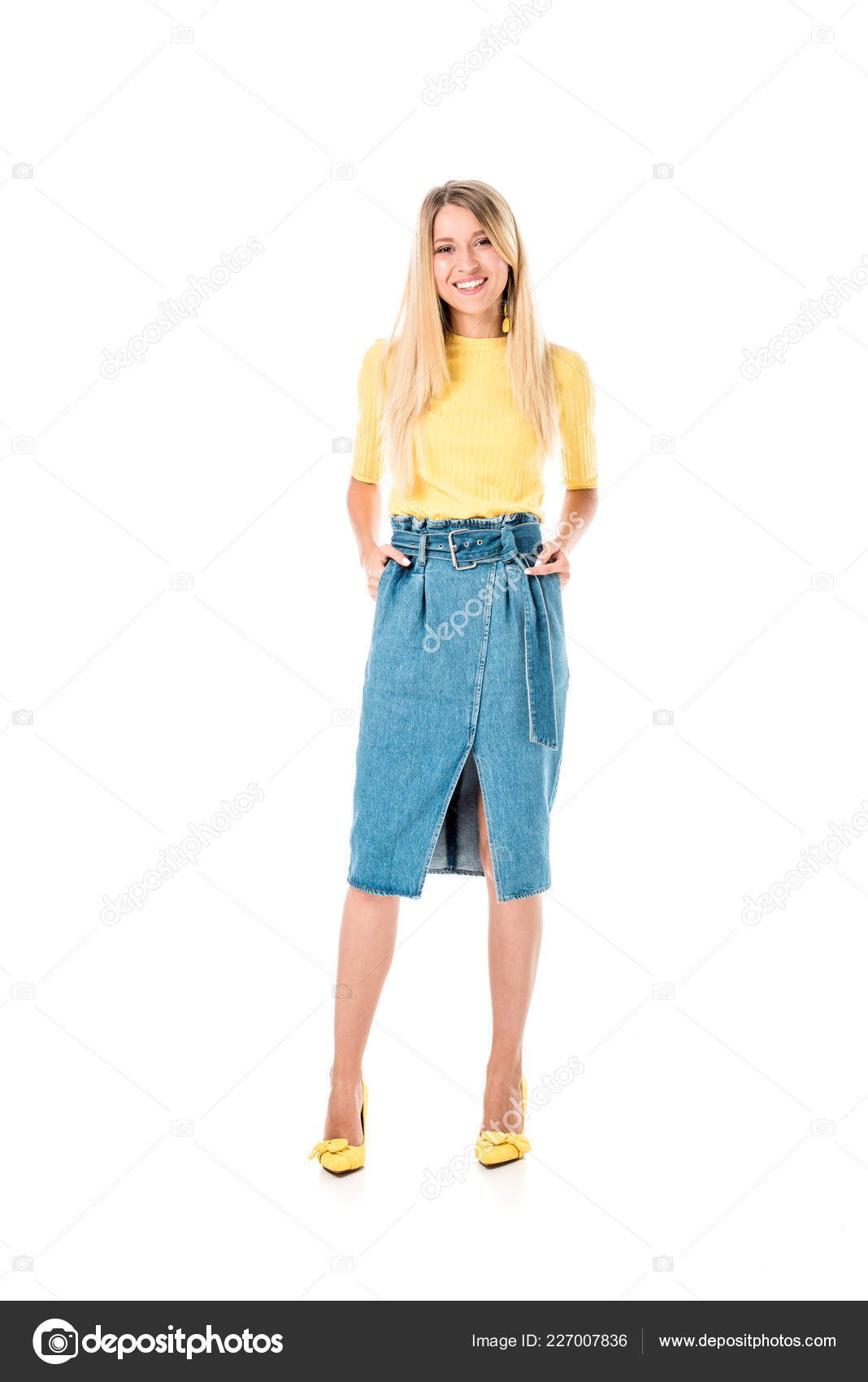 yellow shirt and skirt
