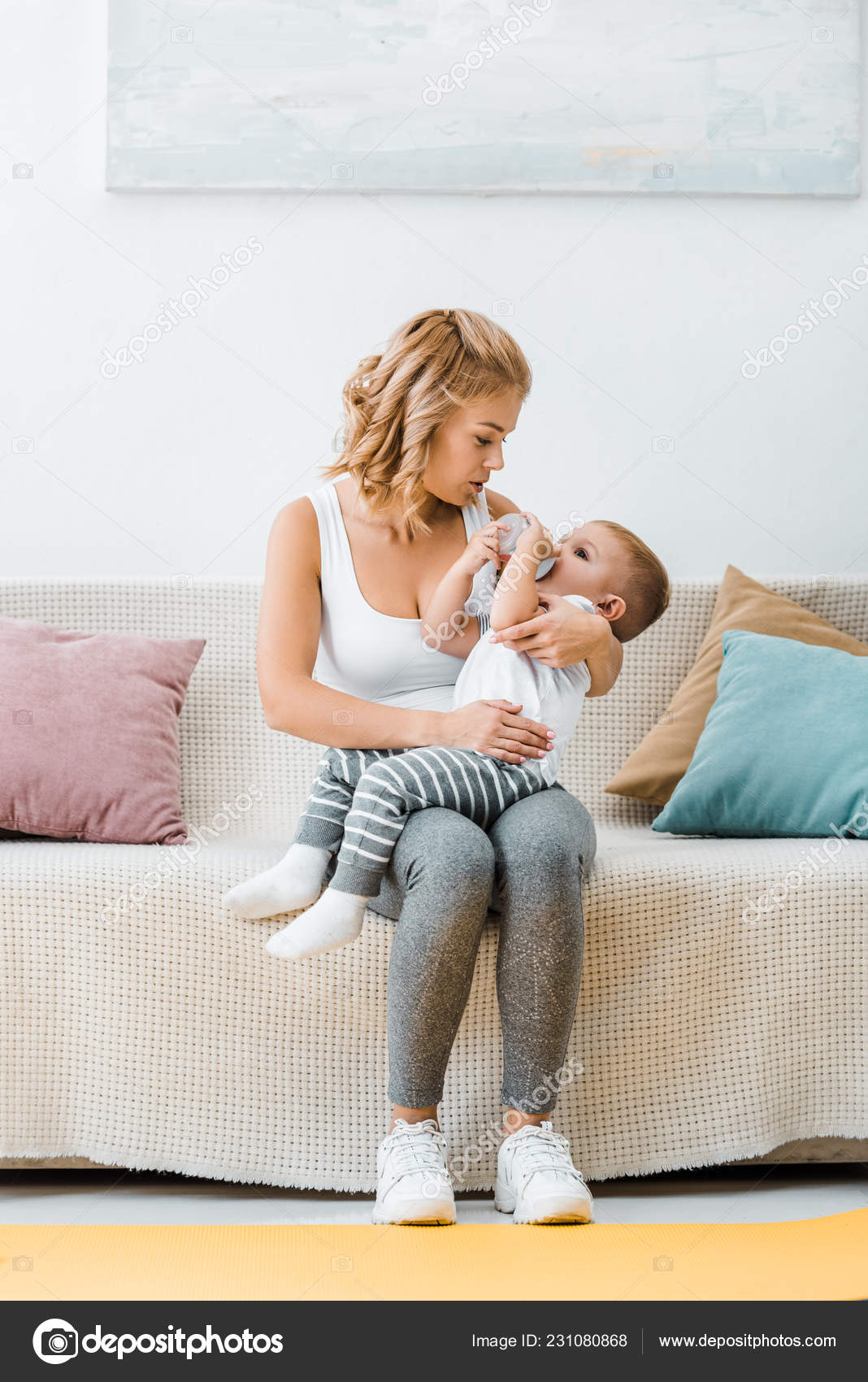 baby sitting couch