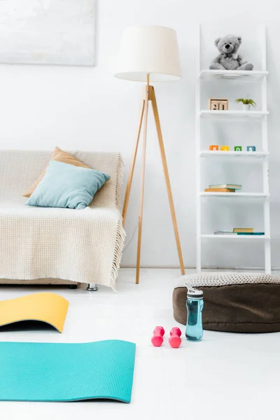 Interior Living Room Sport Equipment Floor — Stock Photo, Image