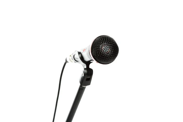 Stäng Upp Elektriska Mikrofon Isolerad Vit — Stockfoto