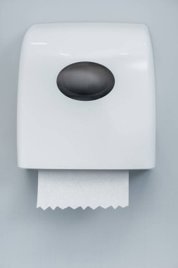 Kağıt rulo beyaz tutucu gri izole kapatmak 