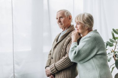 senior couple standing together at home  clipart