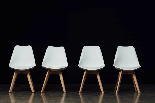 Modern White Chairs Isolated Black — Stock Photo, Image