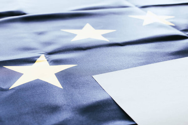 white empty blank with european flag on background