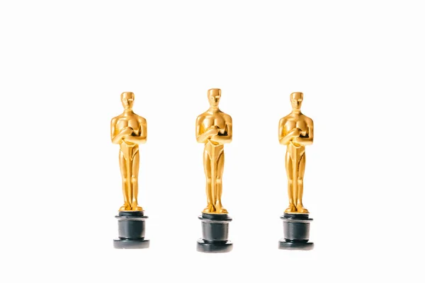 Kyiv Ukraine January 2019 Shiny Golden Oscar Awards Isolated White — Stock Photo, Image