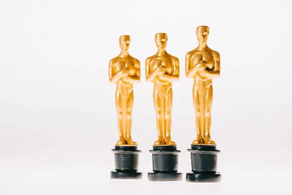 Kyiv Ukraine January 2019 Row Golden Oscar Awards Isolated White — Stock Photo, Image