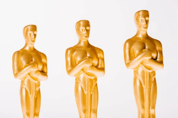 Kyiv Ukraine Januari 2019 Gouden Oscar Award Beeldjes Geïsoleerd Wit — Stockfoto