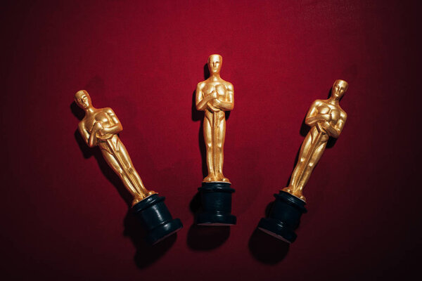 Kyiv Ukraine January 2019 Top View Golden Oscar Award Statuettes Stock Image