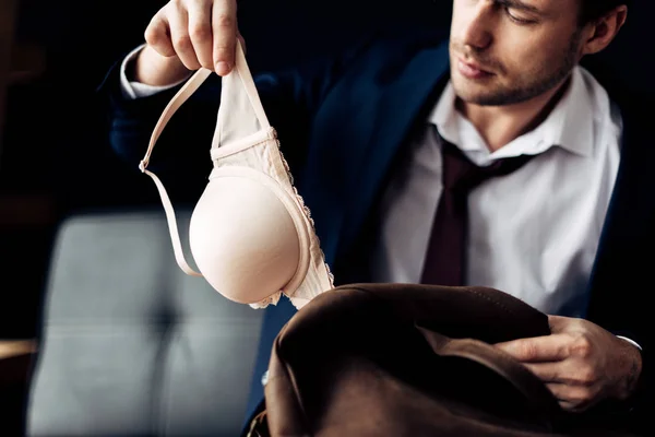 Selective Focus Bra Handsome Man Suit — Stock Photo, Image