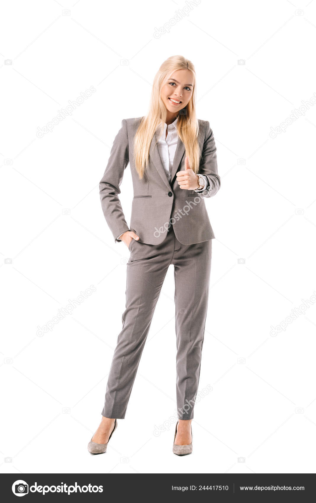 female grey suit