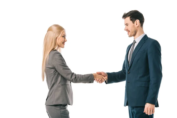 Businesspeople Shaking Hands Making Deal Isolated White — Stock Photo, Image