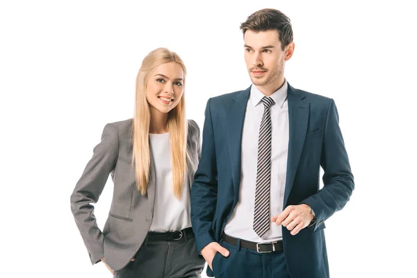 Professional Successful Businesspeople Posing Suits Isolated White — Stock Photo, Image