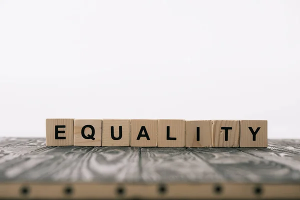 Equality Word Made Alphabet Blocks Wooden Table White — Stock Photo, Image