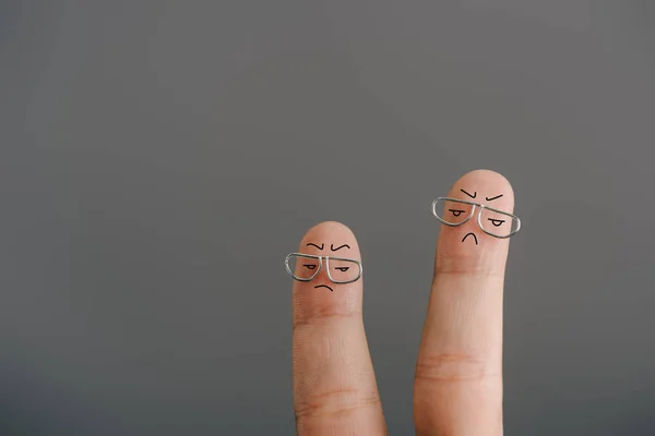 Cropped View Dissatisfied Fingers Glasses Isolated Grey — Stock Photo, Image