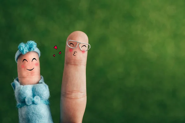 Vista Cortada Dedos Como Casal Grávida Amor Verde — Fotografia de Stock