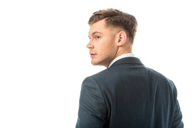 siyah ceketli beyaz izole ciddi yakışıklı esmer