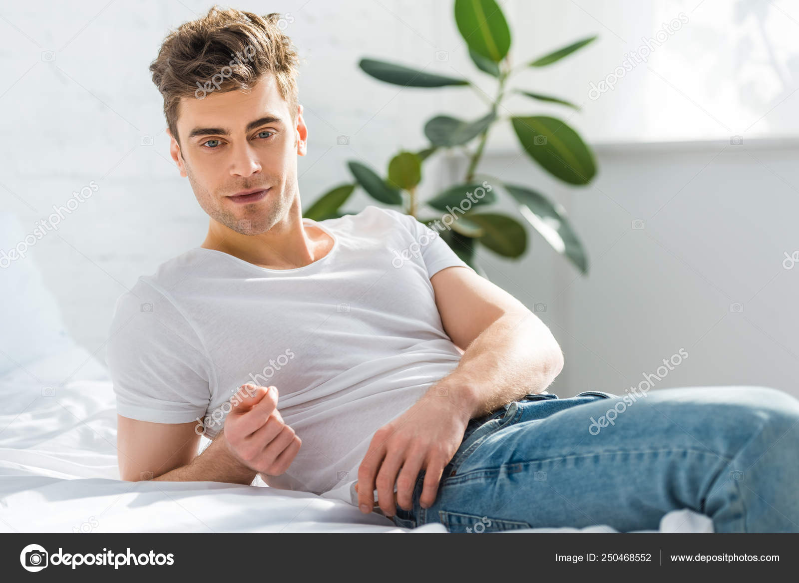 Men in bed white