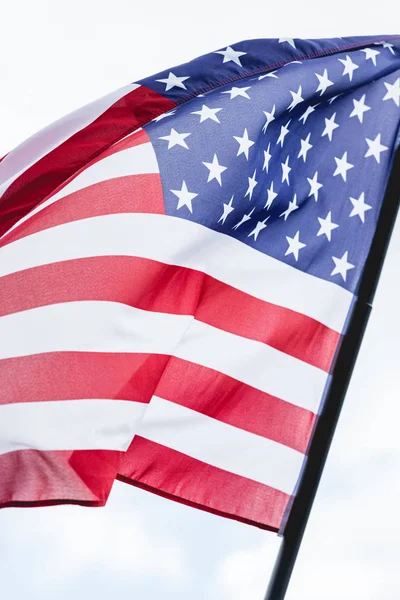 Κοντά Στην Εθνική Αμερικανική Σημαία Αστέρια Και Ρίγες — Φωτογραφία Αρχείου