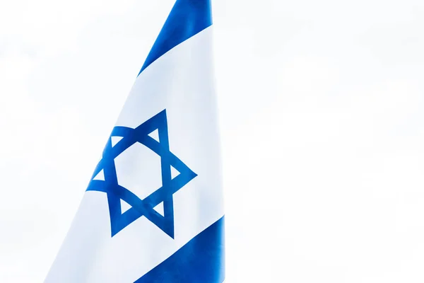 Bandeira Nacional Israel Com Estrela David Isolada Branco — Fotografia de Stock