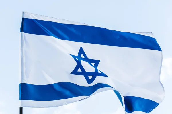 Nationale Vlag Van Israël Met Ster Van David Tegen Hemel — Stockfoto