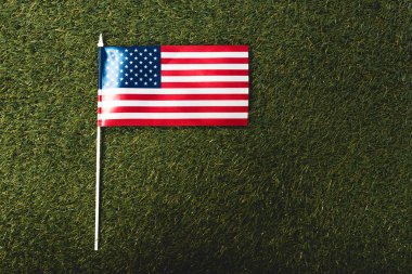 çim üzerinde yıldız ve çizgiler ile Amerikan bayrağı üst görünümü