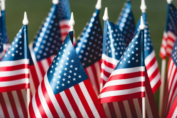 Foco Seletivo Estrelas Listras Bandeiras Americanas — Fotografia de Stock