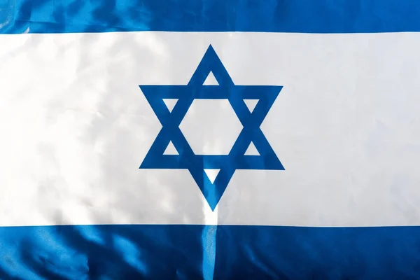 Close Van Nationale Vlag Van Israël Met Blauwe Ster Van — Stockfoto
