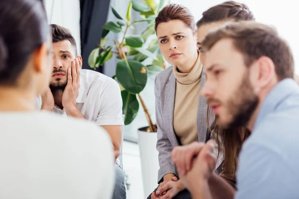 Group People Sitting Talking Therapy Meeting — Stock Photo, Image