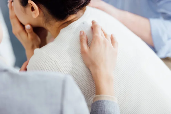 Cropped View Woman Consoling Another Woman Therapy Meeting — Stock Photo, Image