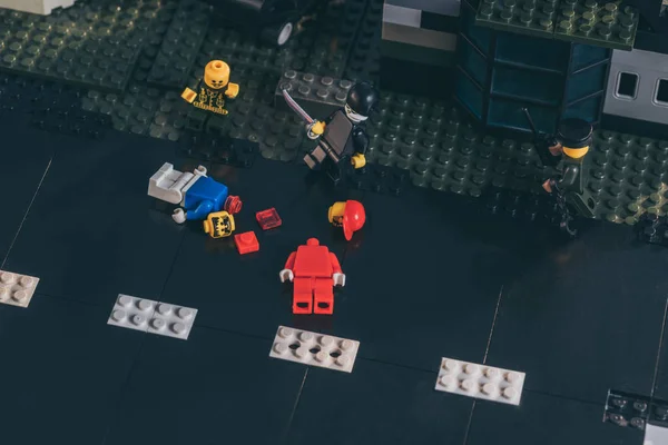Київ Україна Березня 2019 Lego Фігурки Під Час Боротьби Сцену — стокове фото