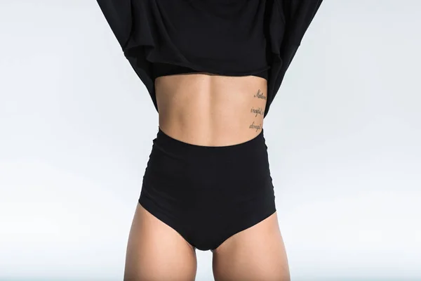 Partial View Tattooed African American Girl Black Shorts White — Stock Photo, Image