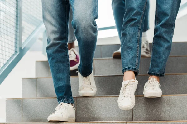 Partial View Group People Jeans Stairs — Stock Photo, Image